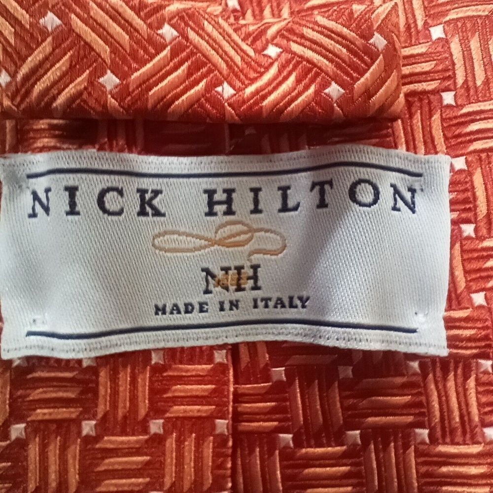 Nick Hilton Mens Tie Made in Italy 100% Silk Woven Textured Jacquard Cross Hatch - Picture 4 of 8